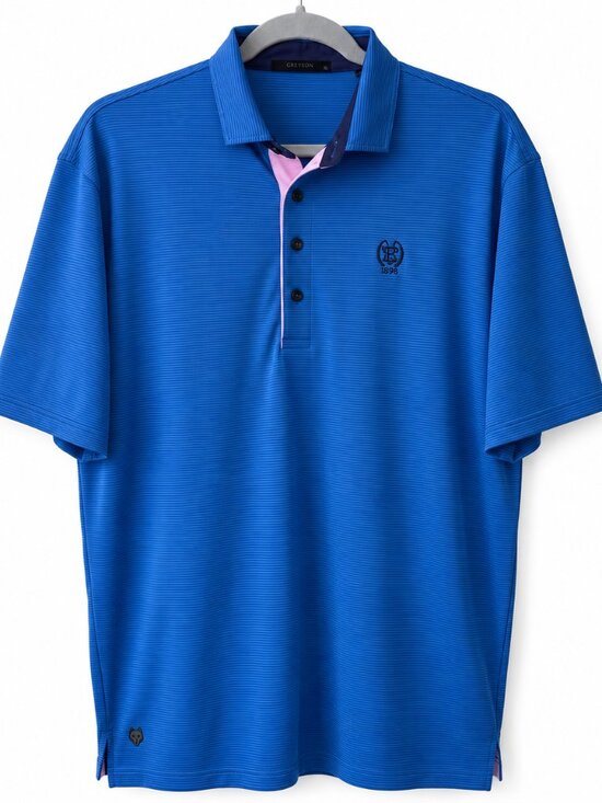 Greyson Other - Greyson Performance Golf Polo XL Blue Micro Stripe Pink Trim